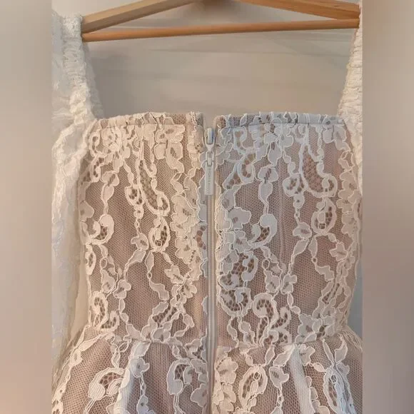 NWOT BRONX AND BANCO Colette White Lace Long Sleeve Mini Wedding Bridal Dress - Picture 13 of 16